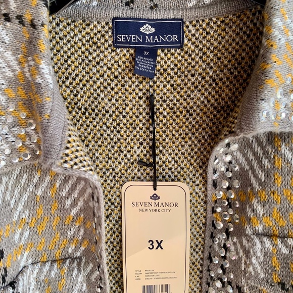 Seven Manor Cozy Jeweled Coat Cardigan SIZE 3X - Picture 7 of 7